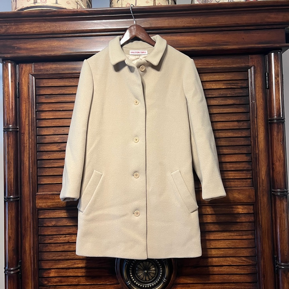 Vintage Halston Three Wool Coat 70’s Collectors Item Excellent‎ Condition Sz med